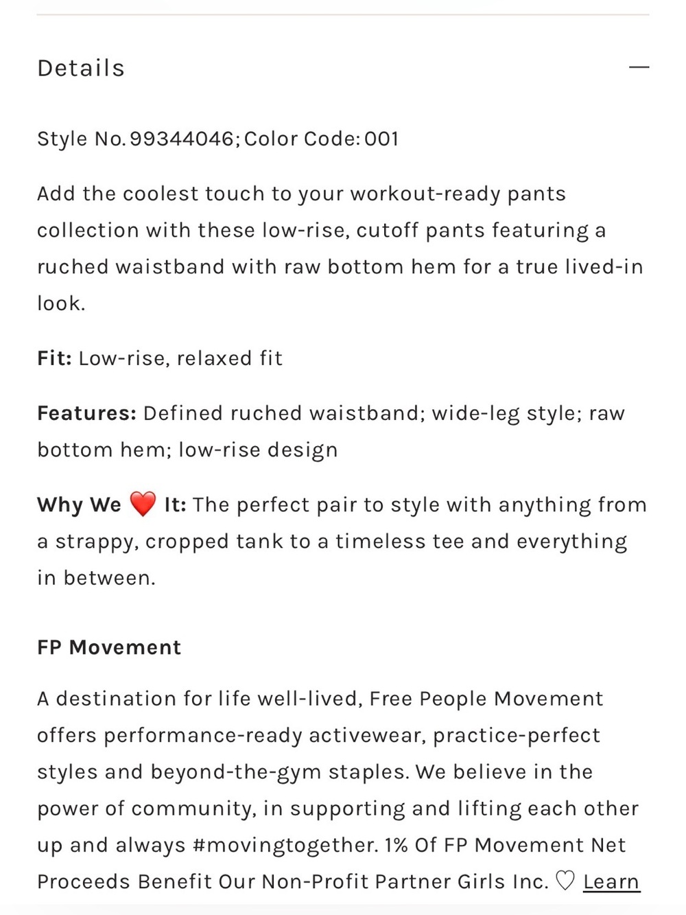 FP Movement Hot Shot Renewal Pant Crop Black Free People Black Athletic Shorts - Picture 4 of 8